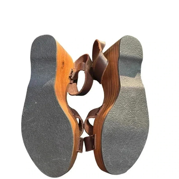 Zara Wooden Leather Strap Sandals Size 40 or 9 - Picture 4 of 6